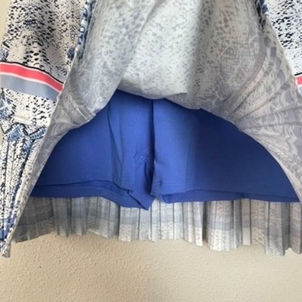 Lucky in Love Womens Tennis Skirt M Snake Print Pleated Athletic Skort Blue - Picture 3 of 9